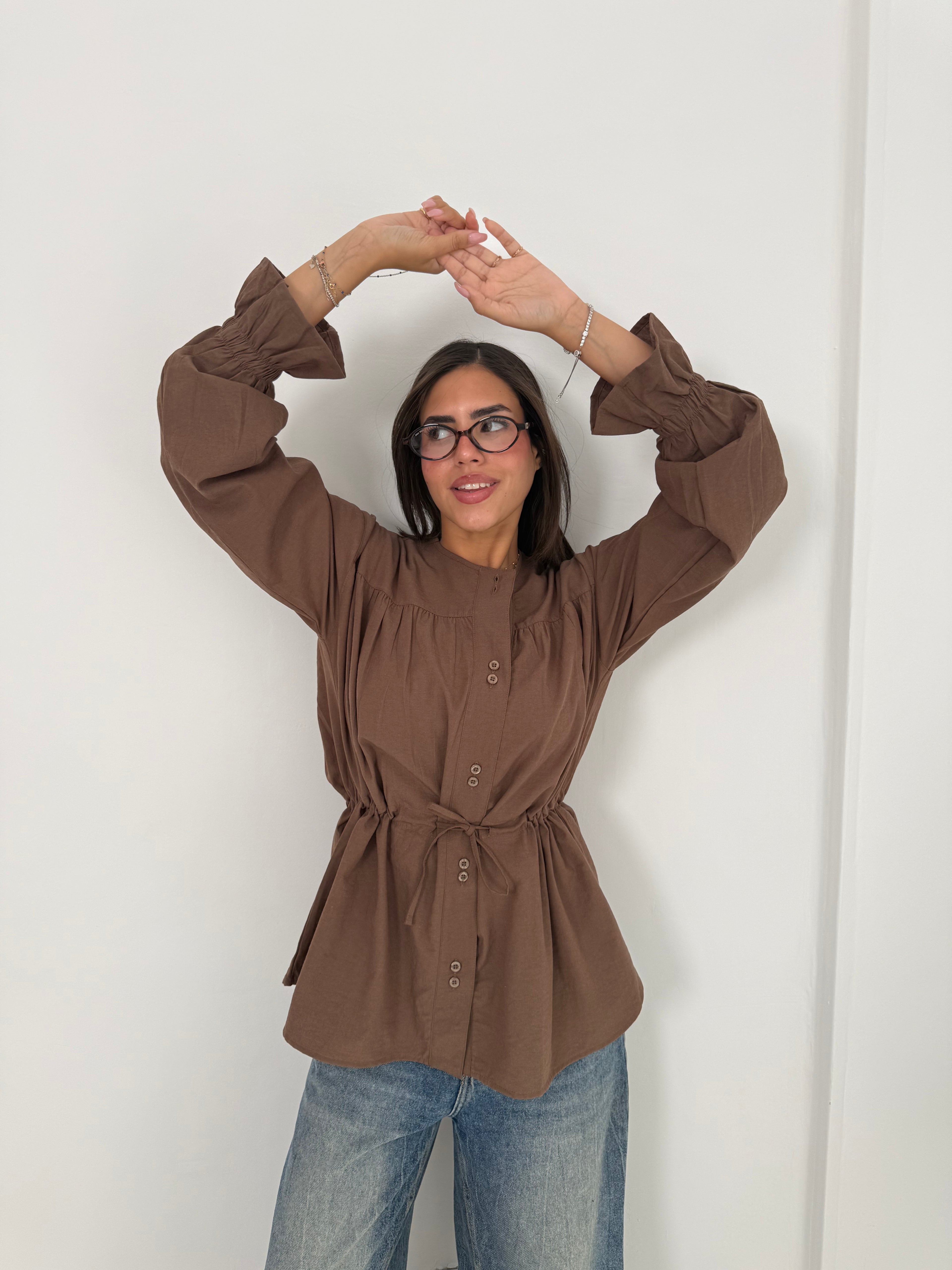 Contour Waist Linen Shirt