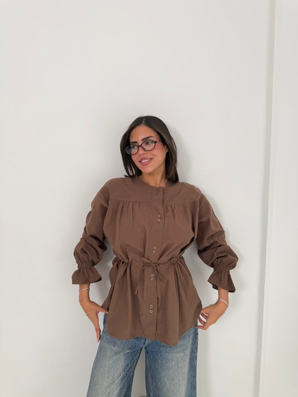Contour Waist Linen Shirt