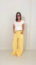 Fold-Over Waist Pants - Butter Yellow