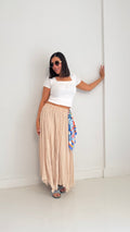 Flowy Crinkle Skirt In Beige